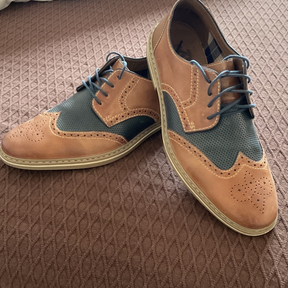 Rieker tan and navy Leather Casual Shoes